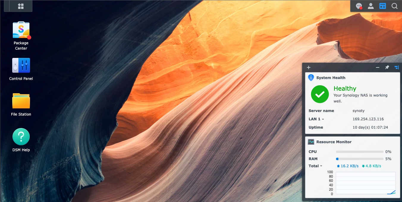 Synology DSM NAS OS web interface